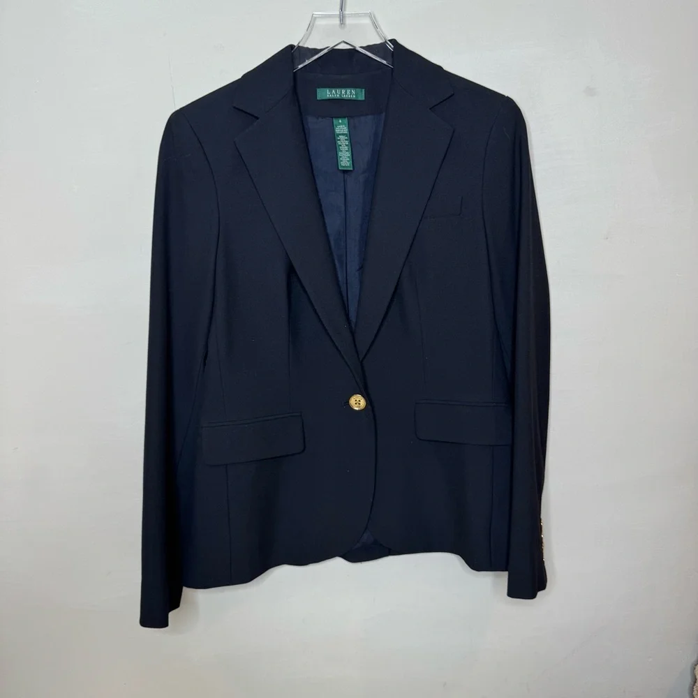Lauren Ralph Lauren Made in USA Vintage Classic Ribbed Blazer - Picture 3 of 8